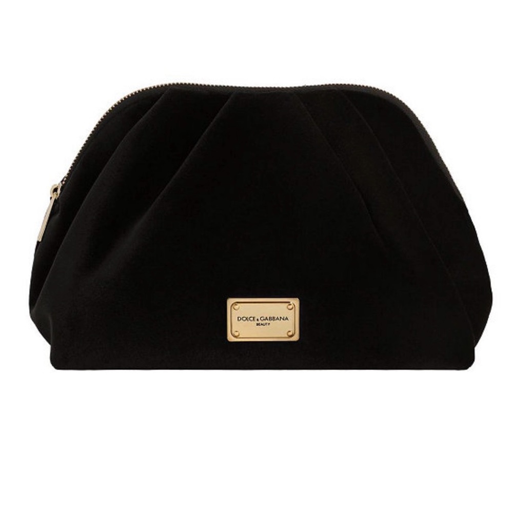 Dolce & Gabbana Elegant Black Cosmetic Case with Gold Details